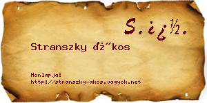 Stranszky Ákos névjegykártya